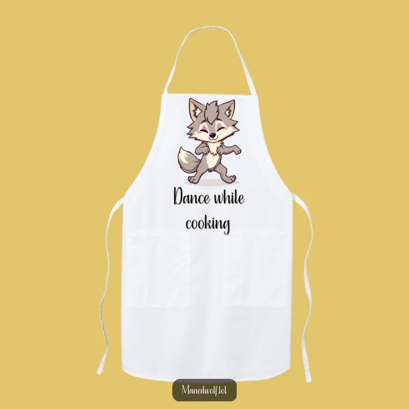 Funny Maned Wolf Apron: Awkward Cook Dance, Kitchen Fun Gift!