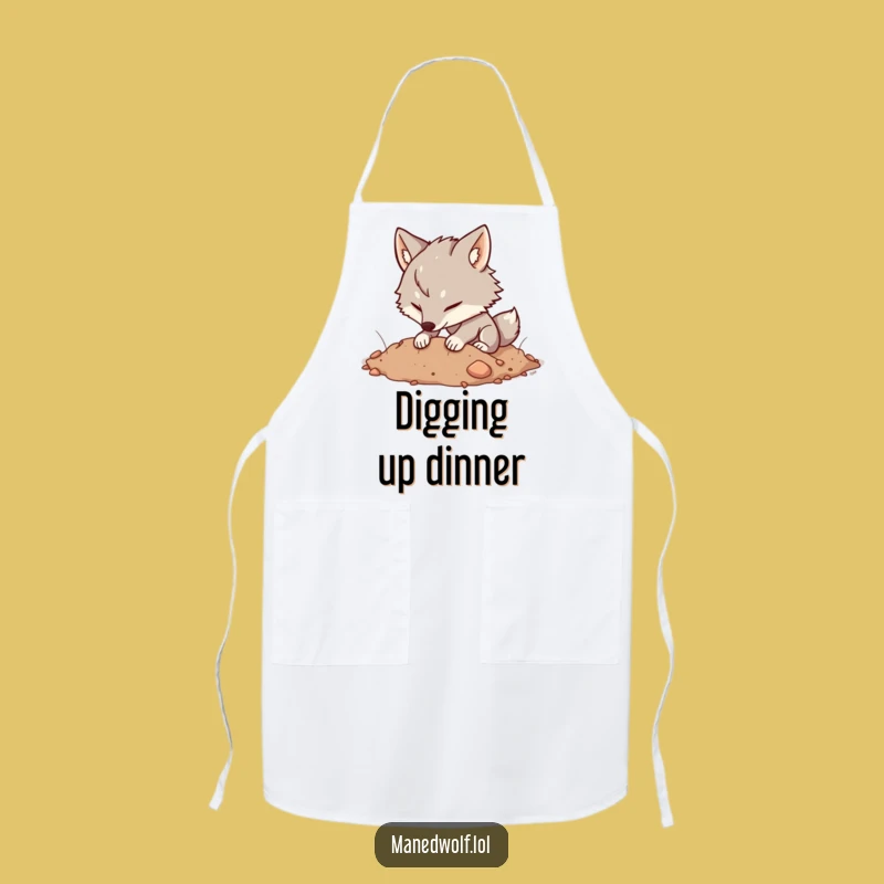 Funny Kawaii Maned Wolf Digging Apron: Garden Grit, Practical Funny Gift!
