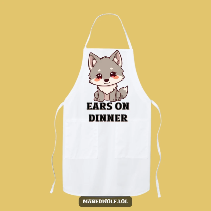 Funny Kawaii Maned Wolf Apron: Curious Kitchen Fun, Perfect Humorous Gift
