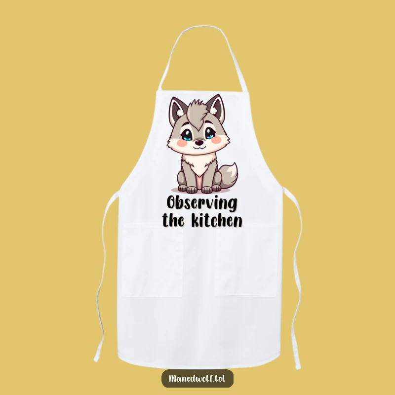 Funny Kawaii Maned Wolf Apron: Inquisitive Kitchen Style