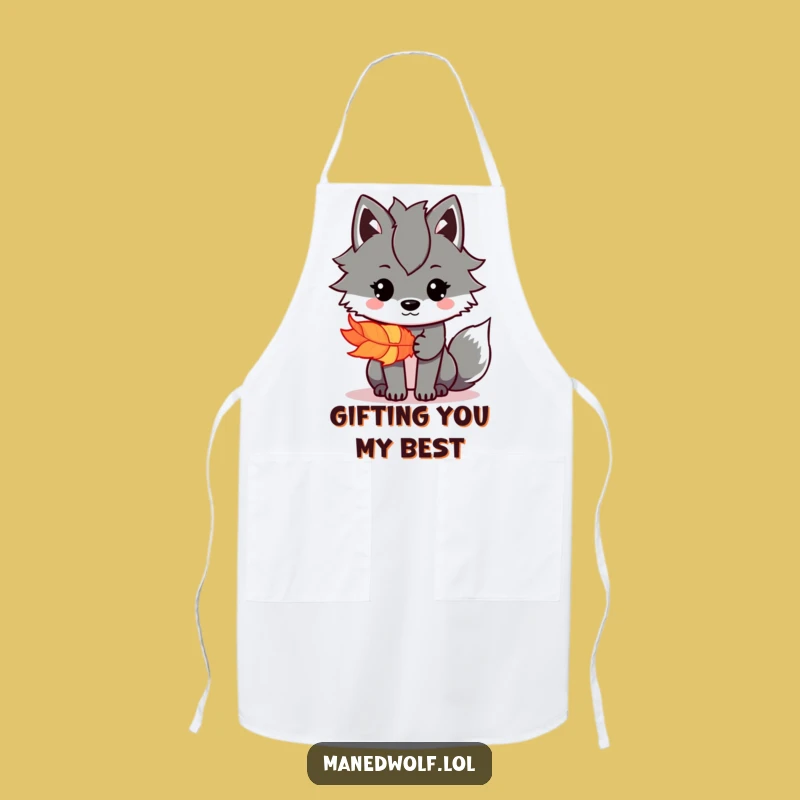 Funny Kawaii Maned Wolf Feather Apron: Kind Cooking, Practical Funny Gift!