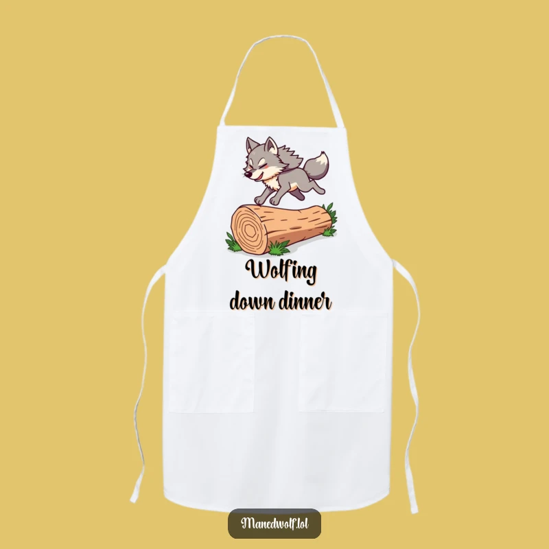 Funny Maned Wolf Apron: Energetic Chef, Wild Cooking Fun Gift!
