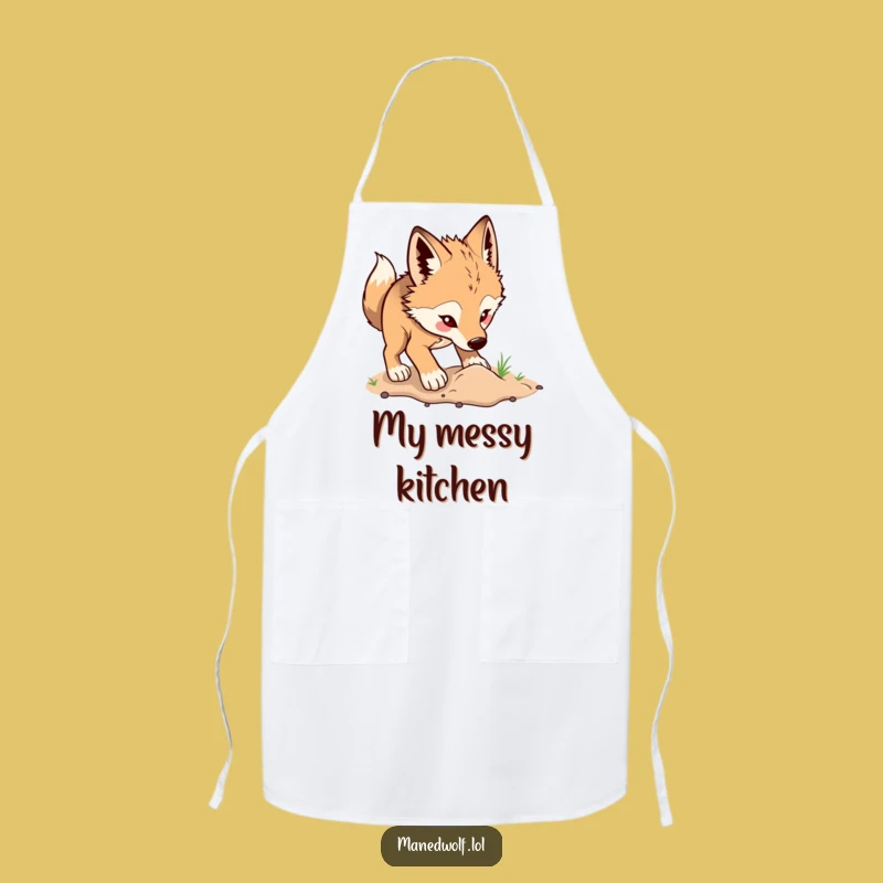 Funny Maned Wolf Digging Apron: Cook with Energetic Flair!