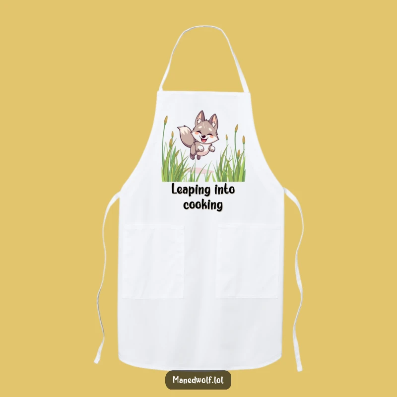 Funny Happy Maned Wolf Apron - Chef's Fun Kitchen Gift