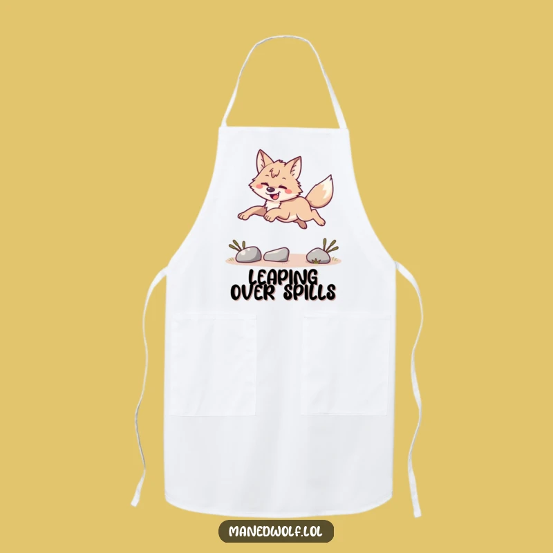 Funny Maned Wolf Leaping Apron - Kitchen Agility Humor Gift