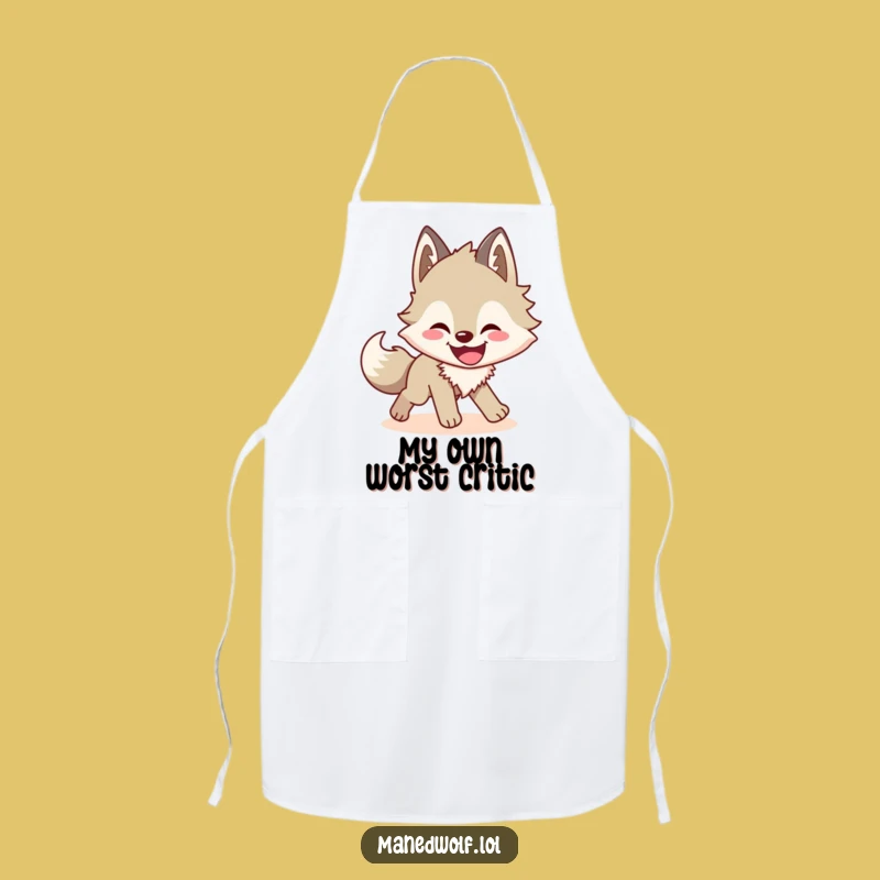Funny Maned Wolf Shadow Chase Apron: Cook Up Some Laughter!