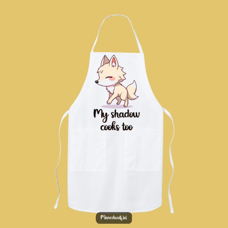 Funny Maned Wolf Shadow Chase Apron - Playful Cooking, Hilarious Gift