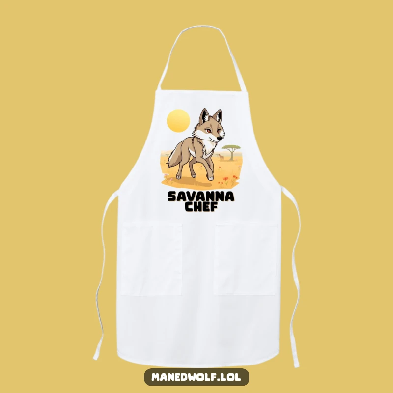 Funny Maned Wolf Savanna Trot Apron: Cook with Grace!