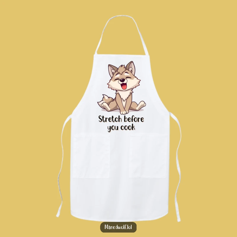 Funny Maned Wolf Yawning Apron - Kitchen Wear with Amusing Animal Character