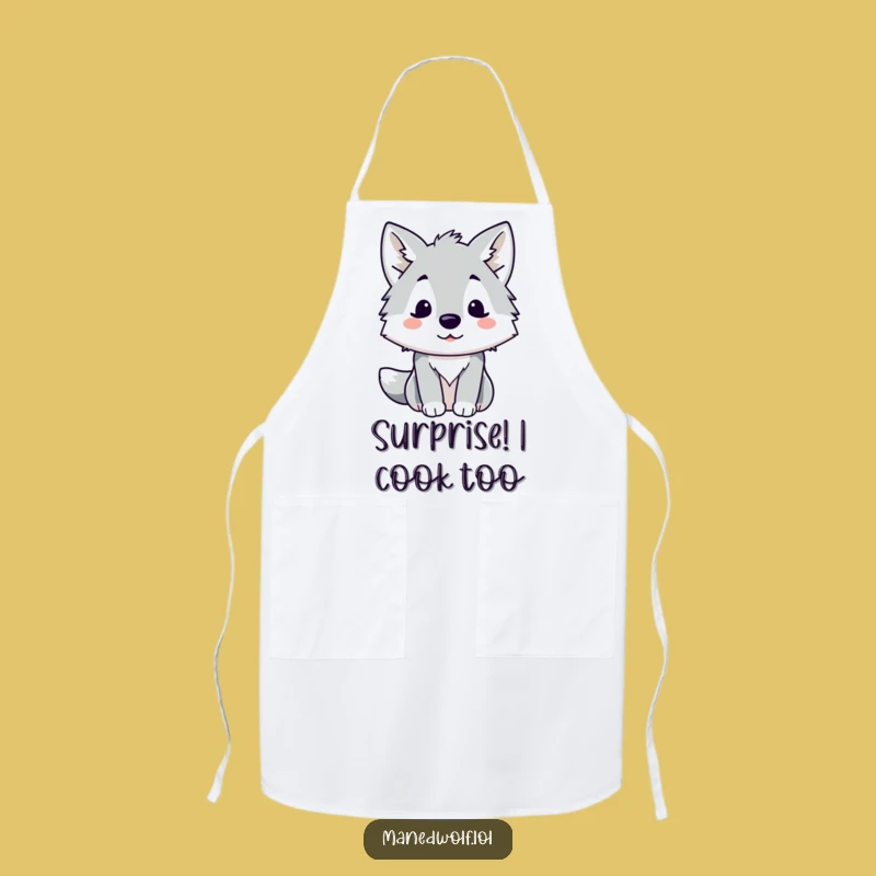 Funny Kawaii Maned Wolf Apron: Cooking Surprise, Practical and Funny Gift!