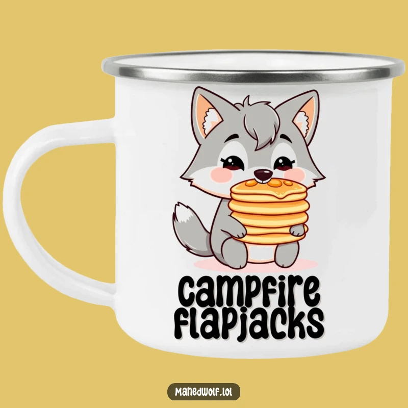 Funny Kawaii Maned Wolf Camping Mug: Pancake Outdoor Humor Gift