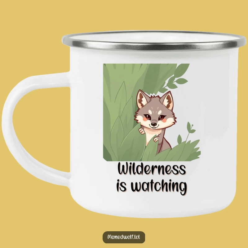 Funny Camping Maned Wolf Mug: Wilderness Peek, Adventure Humor Gift