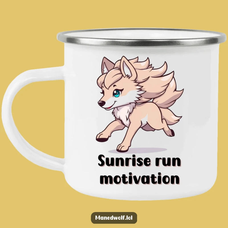 Funny Kawaii Maned Wolf Camping Mug: Dynamic Adventures with a Flowing Mane