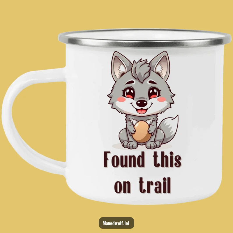 Funny Maned Wolf Camping Mug: Grinning Pebble Offer, Unique Funny Gift for Outdoors!