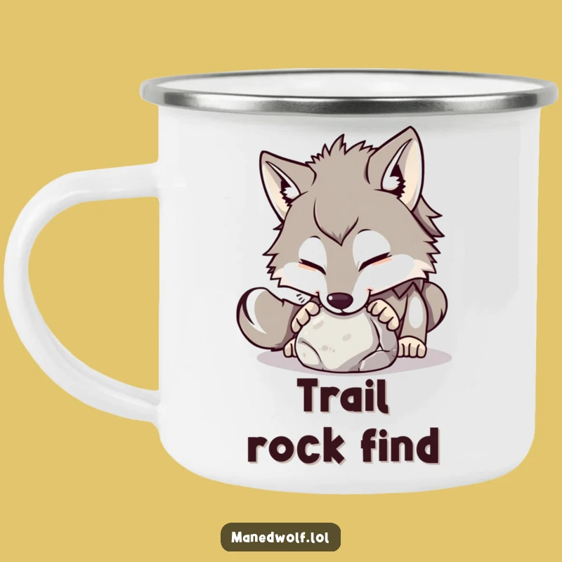 Funny Maned Wolf Stone Nudge Camping Mug: Adventure & Playfulness!