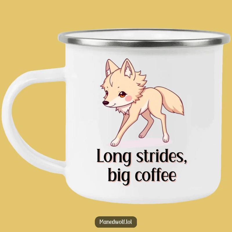 Funny Kawaii Maned Wolf Camping Mug: Long-Legged Strider Adventure