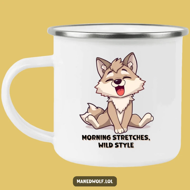 Funny Maned Wolf Yawn Camping Mug: Durable & Hilarious Outdoor Drinkware