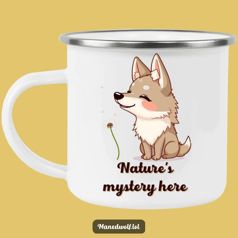 Funny Maned Wolf Dandelion Camping Mug - Ponder Your Adventure