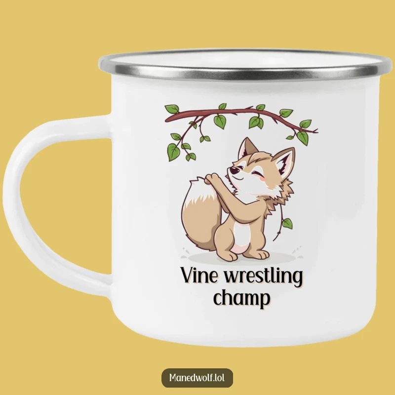 Playful Maned Wolf Camping Mug - Jungle Fun On-the-Go