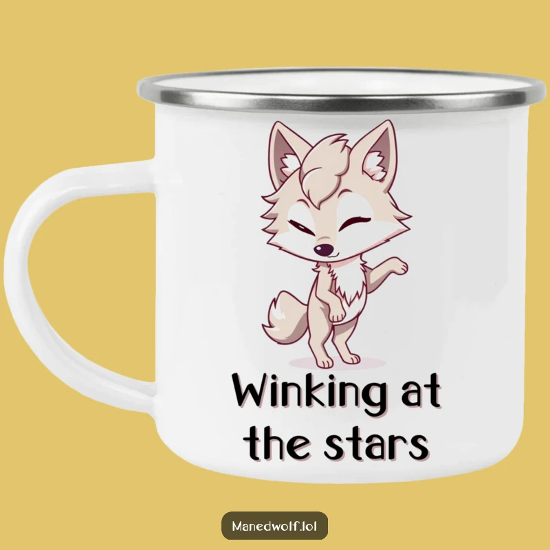 Playful Maned Wolf Wink Camping Mug: Adventure with a Wink