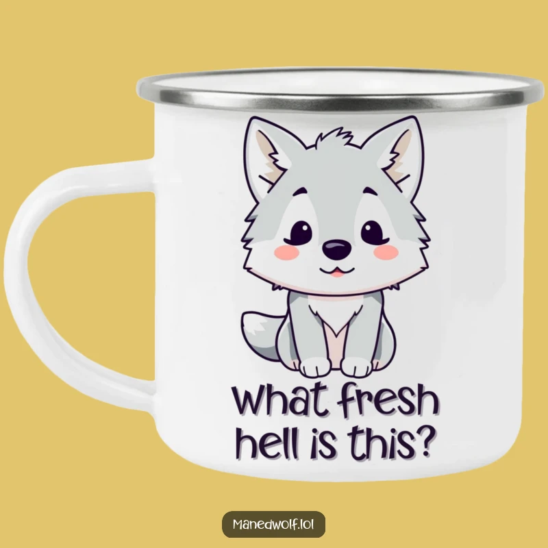 Funny Kawaii Maned Wolf Camping Mug: Outdoor Surprise, Rugged and Funny Gift!