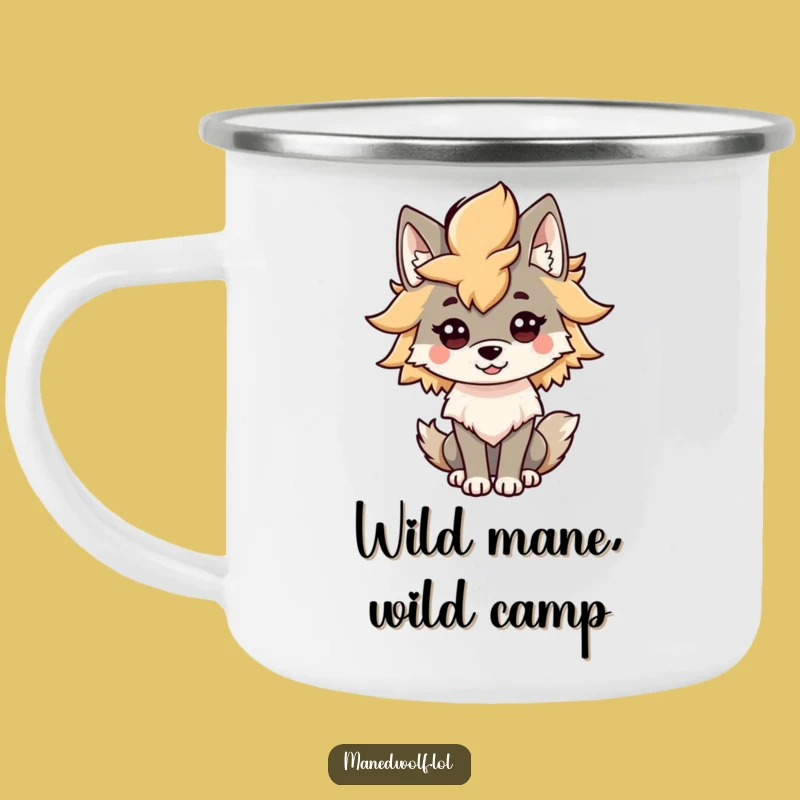 Funny Kawaii Maned Wolf Mane Camping Mug: Enjoy Your Brew with This Hilarious Outdoor Wolf Companion