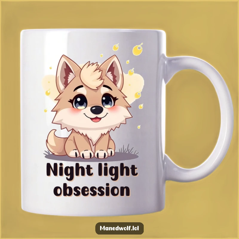 Enchanted Maned Wolf Firefly Dusk Mug - Magical Funny Nighttime Creature Gift