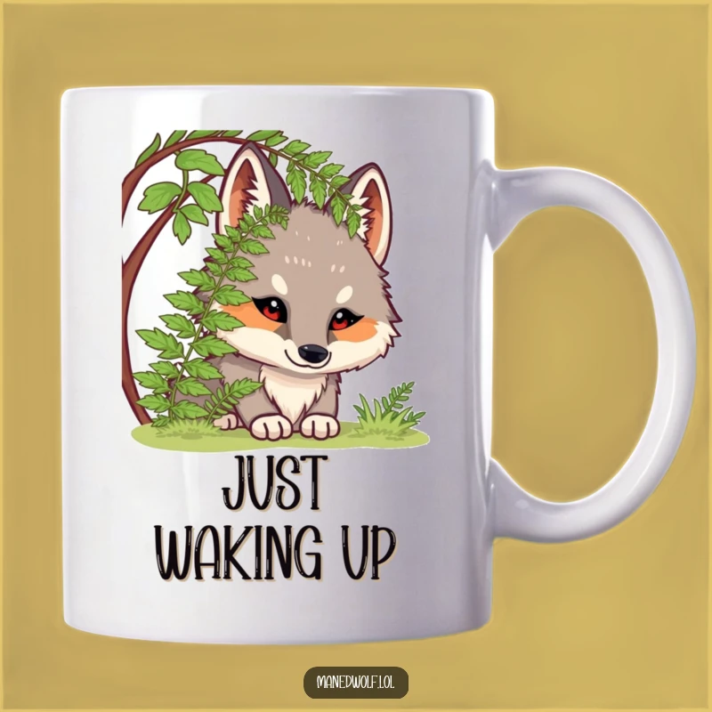 Funny Chubby Maned Wolf Mug: Curious Peek, Hilarious Gift for All