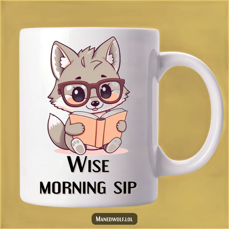 Funny Kawaii Maned Wolf Book Mug: Adorable Scholar Gift for Bookworms