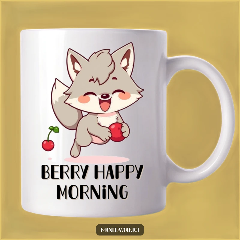 Funny Kawaii Maned Wolf Mug: Berry Chase Fun, Perfect Humorous Gift