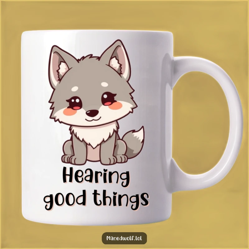 Funny Kawaii Maned Wolf Mug: Curious Ears Art, Perfect Humorous Gift