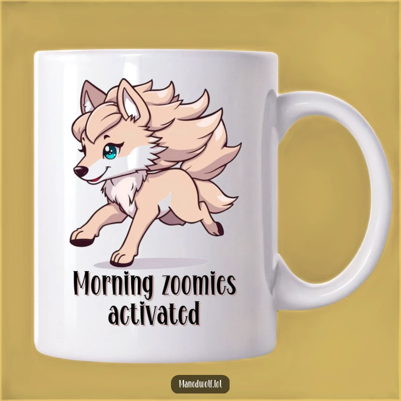 Funny Kawaii Maned Wolf Mug: Dynamic Running Design for Active Humor Lovers