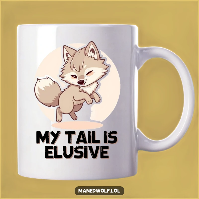 Funny Maned Wolf Chasing Tail Mug: A Hilarious and Whimsical Gift Idea