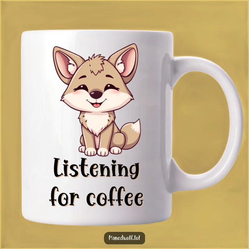 Funny Maned Wolf Happy Head Tilt Mug: Adorable & Amusing Gift!