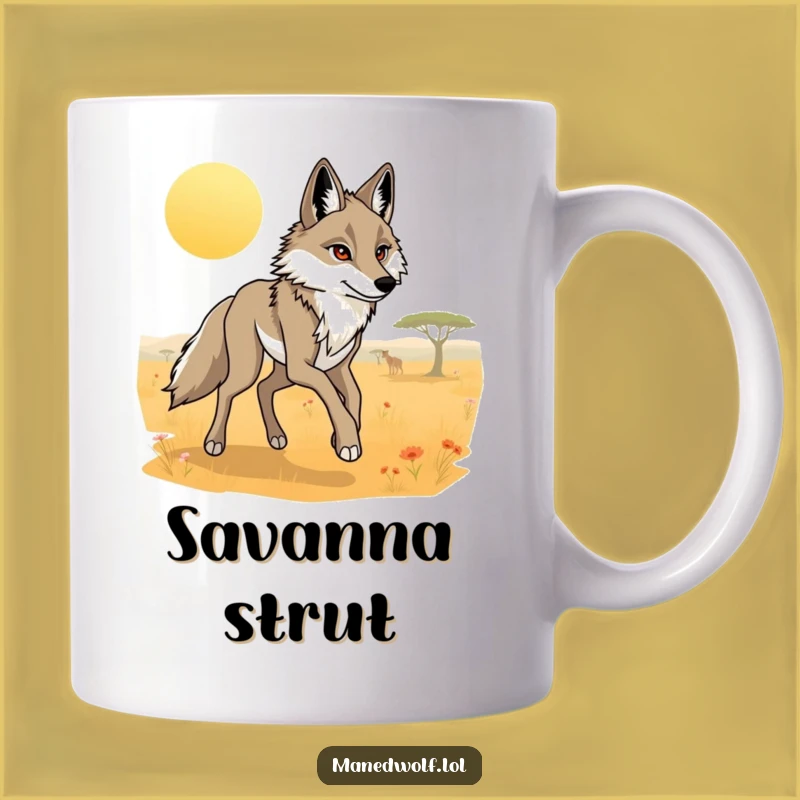 Funny Maned Wolf Savanna Trot Mug: Elegant Journey Gift!
