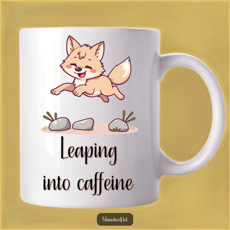 Funny Maned Wolf Leaping Mug - Athletic Animal Humor Gift