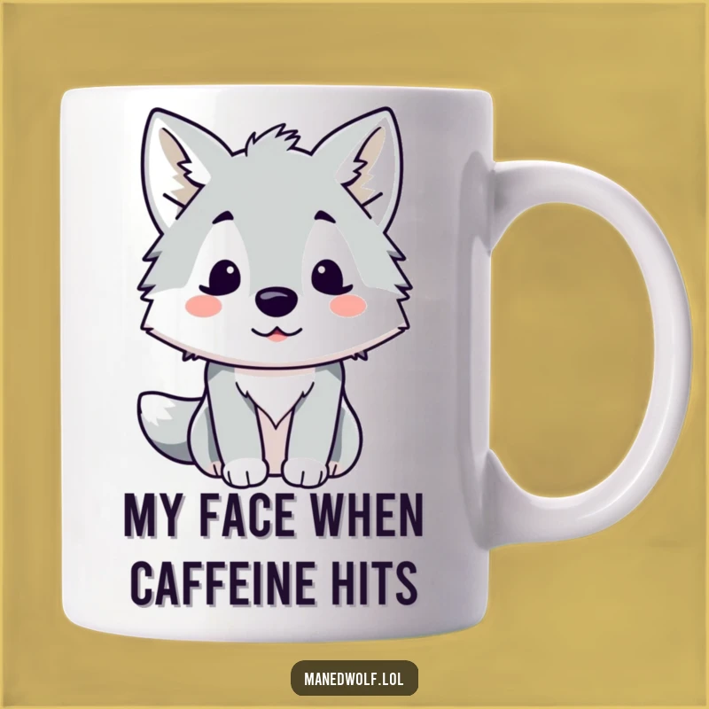 Funny Kawaii Maned Wolf Mug: Surprised Expression, Amazing Funny Gift for Animal Lovers!