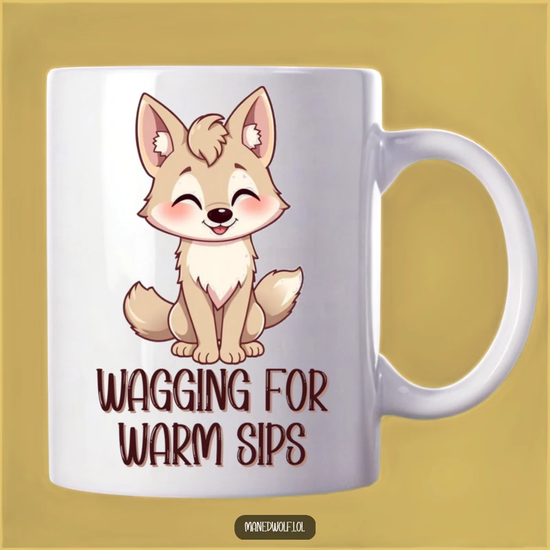 Funny Playful Maned Wolf Mug - Wagging Tail Friend Gift