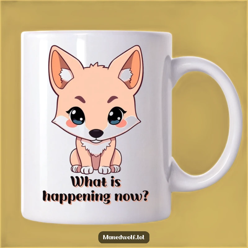 Funny Kawaii Maned Wolf Mug: Intense Focus Design for Curious Coffee Lovers