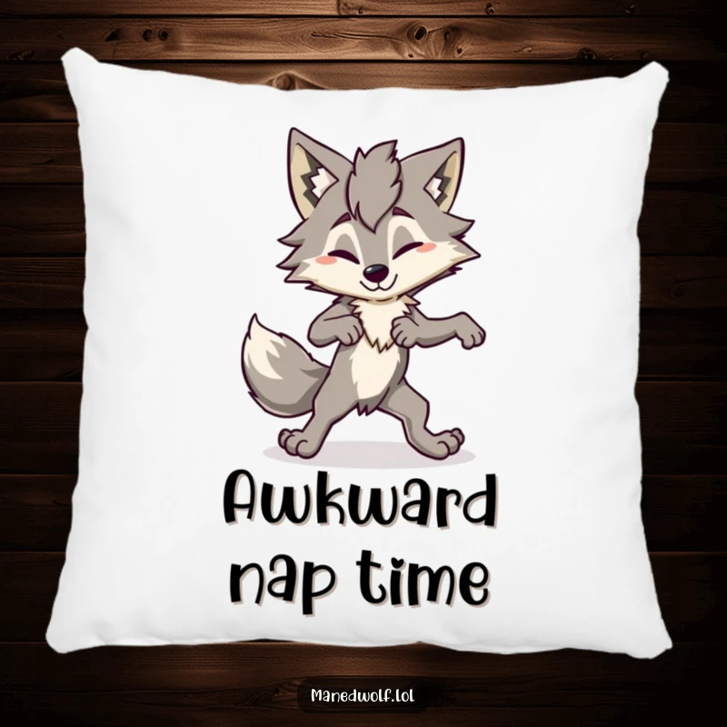 Funny Maned Wolf Pillow featuring a character in a hilariously awkward dance pose, offering comfort and a comical accent.