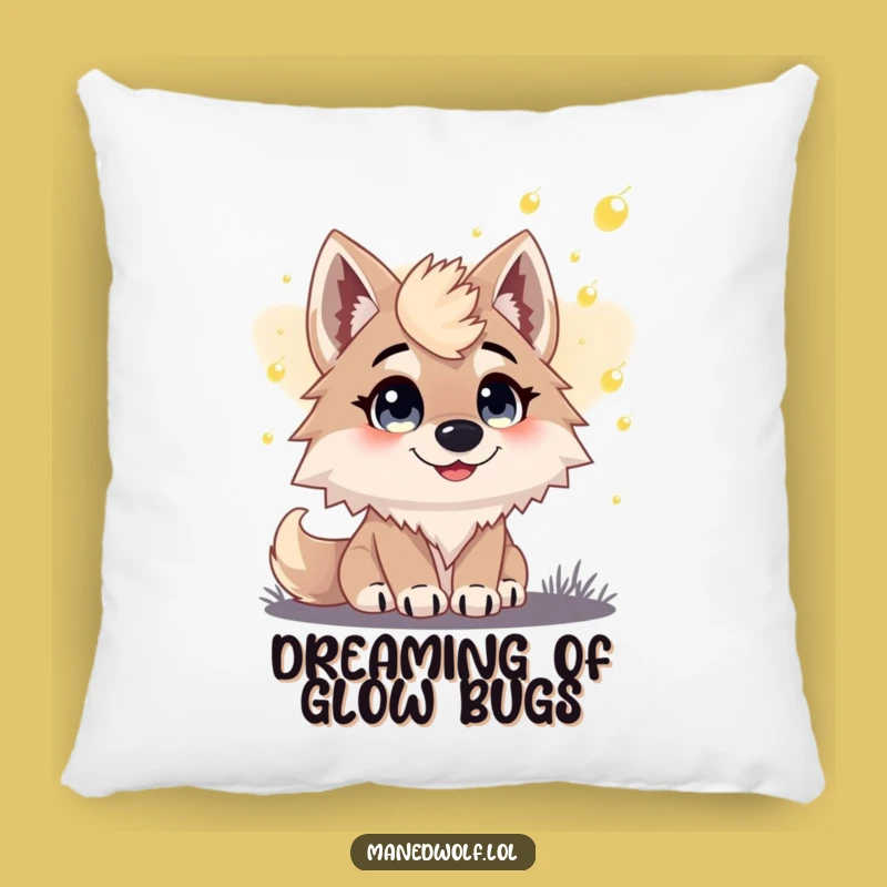 Comforting Maned Wolf Firefly Dusk Pillow - Funny & Serene Accent