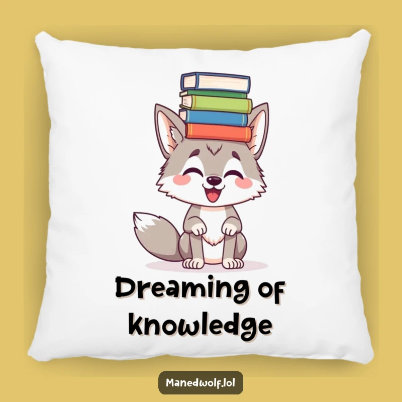Funny Maned Wolf Book Balance Pillow - Cozy Study Buddy