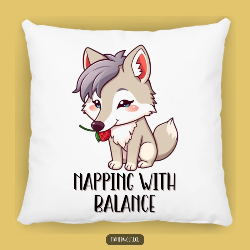 Funny Kawaii Maned Wolf Pillow: Cozy Berry Balance, Excellent Funny Gift for Cute Comfort!