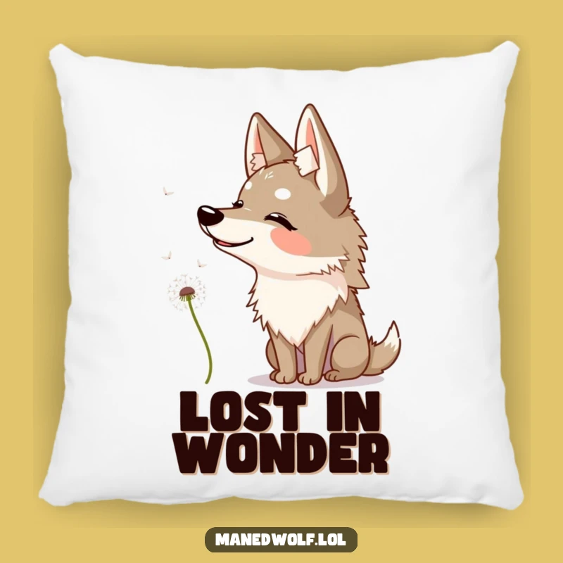Funny Maned Wolf Dandelion Pillow - Comfy & Pensive Accent