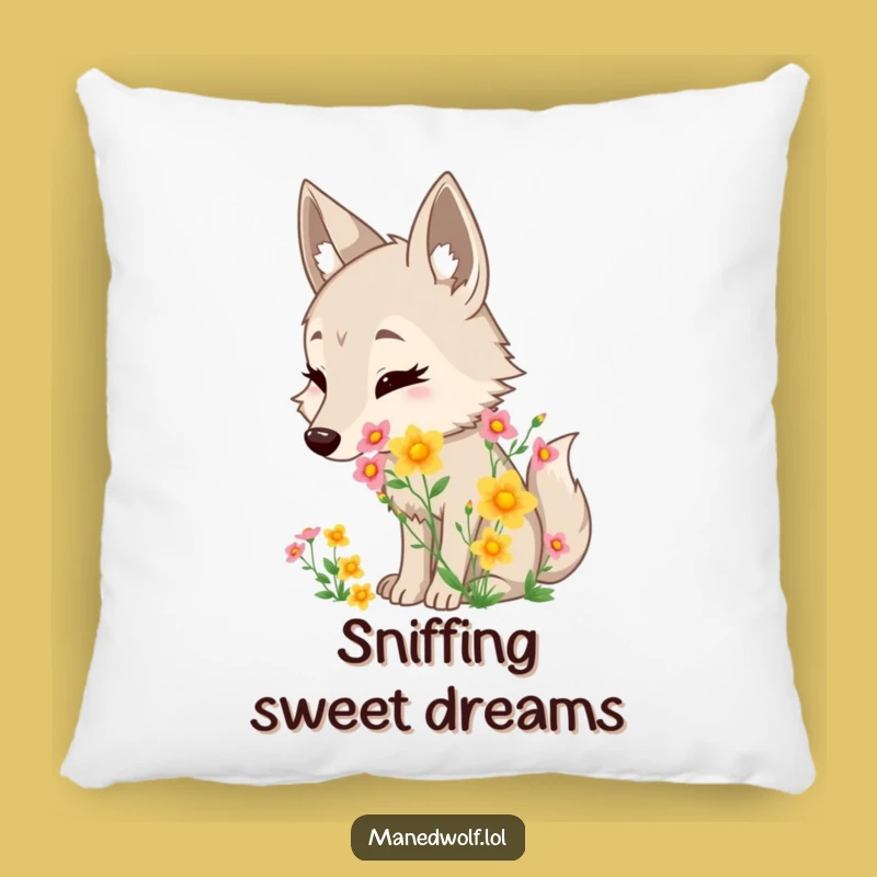 Funny Maned Wolf Flower Pillow: Cozy Comfort with a Floral Touch