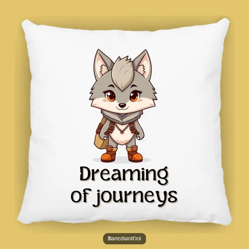 Funny Maned Wolf Pillow: Adventure Ready, Cozy Decor, Perfect Humorous Gift Pillow