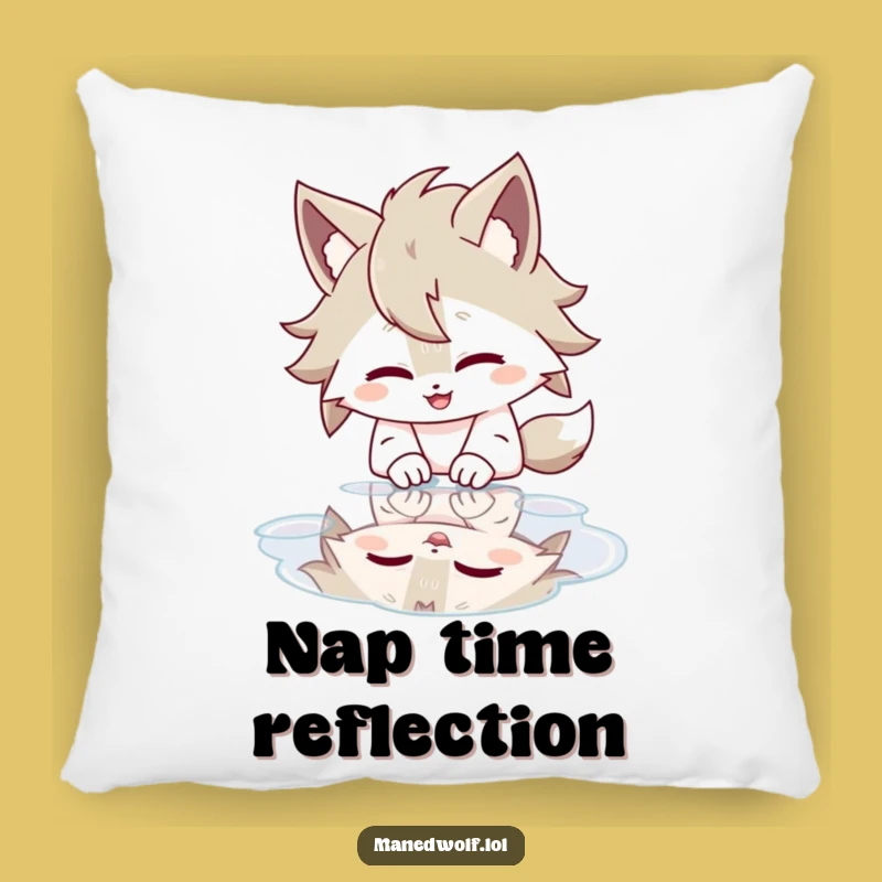 Funny Maned Wolf Pillow: Giggling Reflection, Cozy Humor, Perfect Gift Pillow