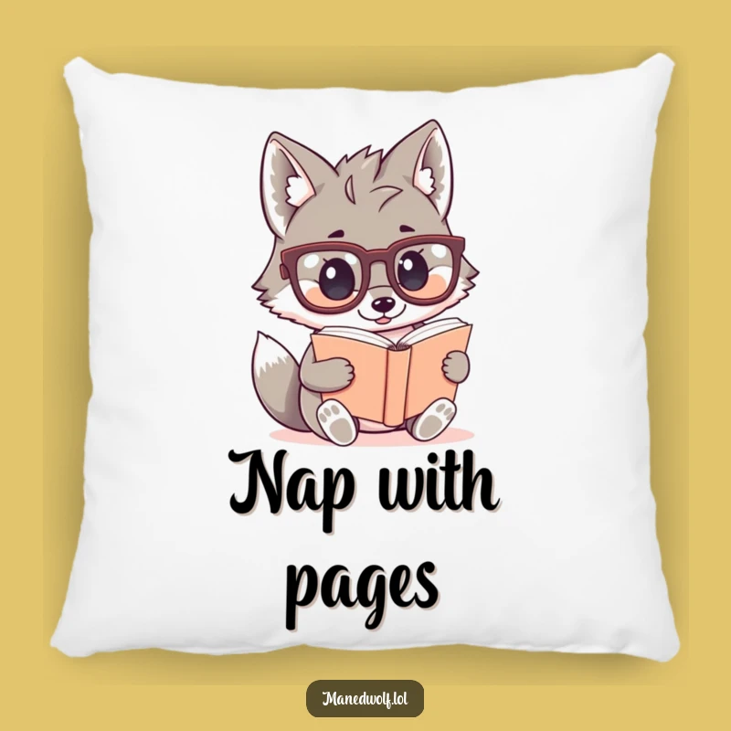 Funny Kawaii Maned Wolf Pillow: Cozy Scholar Cushion, Adorable Book Gift