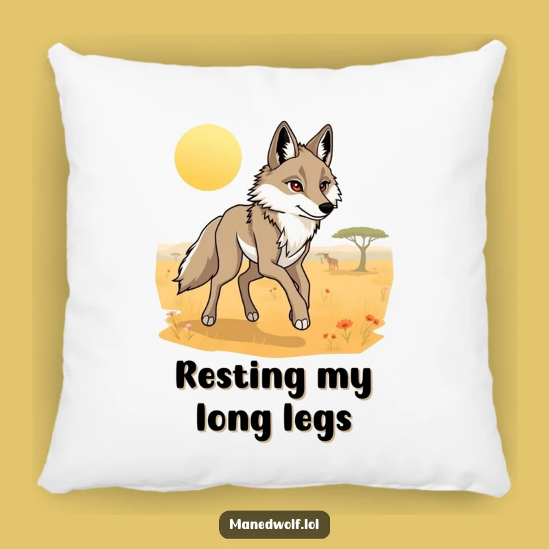 Funny Maned Wolf Savanna Trot Pillow: Cozy Elegance for Your Space!