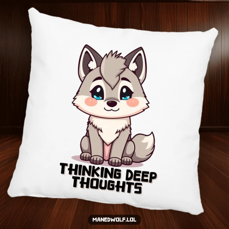 Funny Kawaii maned wolf pillow with a charming, inquisitive head tilt, offering comfort and a dose of adorable humor.